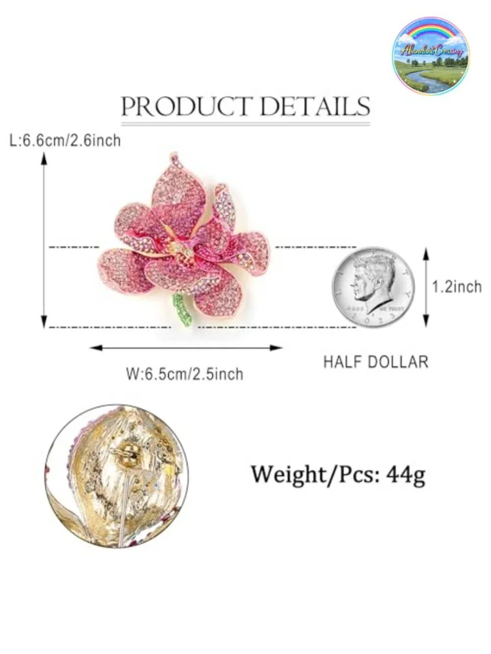 Austrian Crystal Orchid Flower Petal Brooch Pin for Women